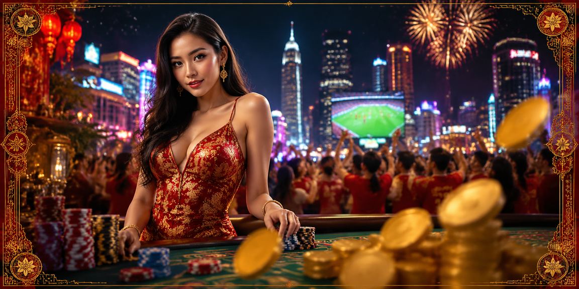 Ánh đèn neon lung linh tại TP.HCM về đêm, không khí cá cược casino sôi động và hấp dẫn