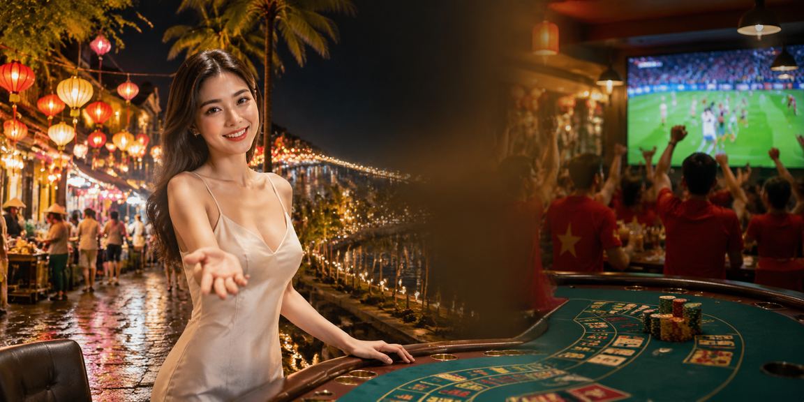 Không khí chợ đêm Phú Quốc rực rỡ bên bàn baccarat casino trực tuyến đậm chất Việt Nam